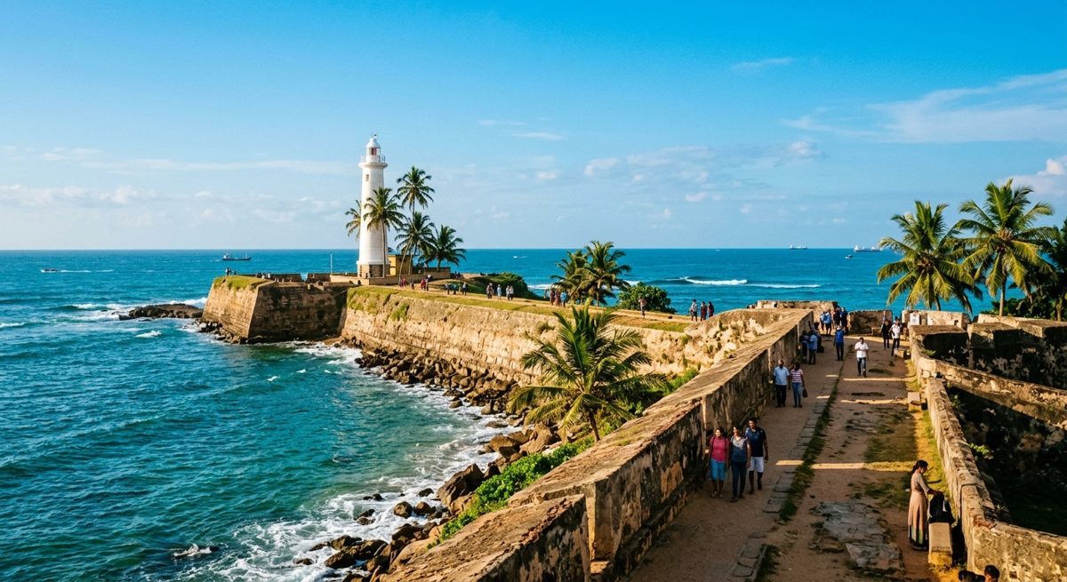 Les remparts du fort colonial de Galle face à l'océan Indien