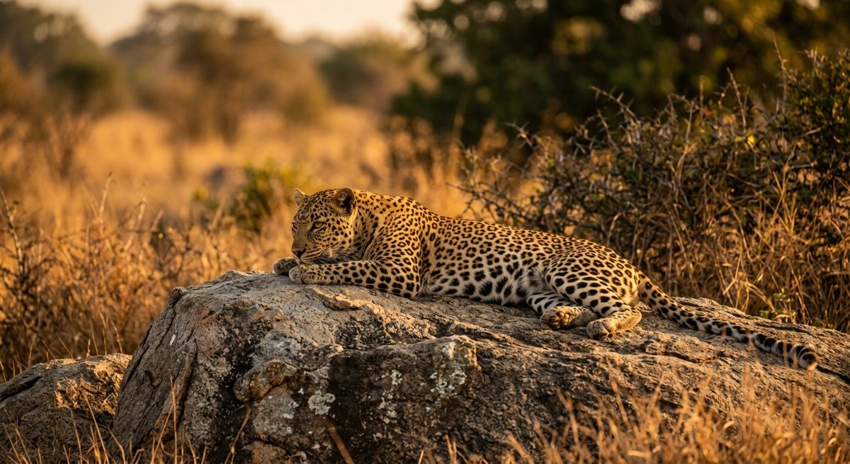 Un léopard du Sri Lanka observé lors d'un safari dans le parc de Yala