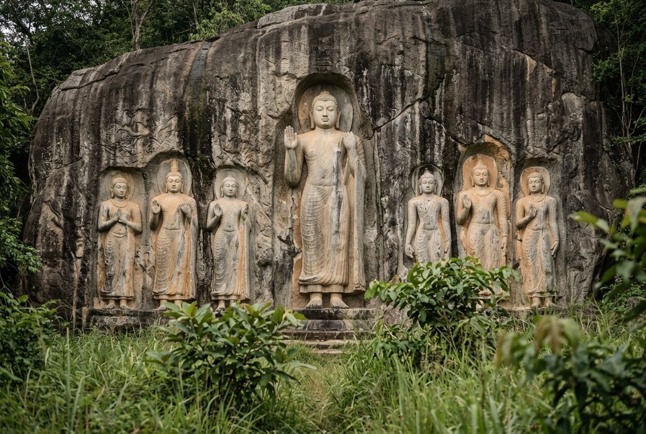 Les sept figures en haut-relief de Buduruwagala